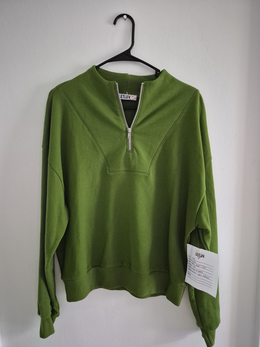 NWT Anthropologie Letluv Moss Green Half-Zip Pullover
